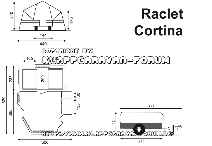 Abmessungen - Skizze Raclet Cortina